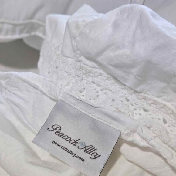 Peacock Alley White Cotton KING Ruffled Duvet Cover & Shams 3PCS Set Shabby Chic - Picture 7 of 7
